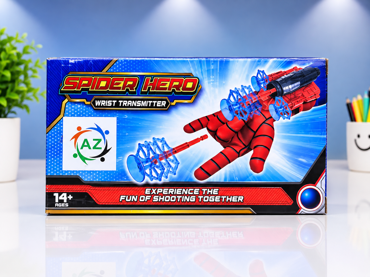 Spider Hero Wrist Transmitter Web Shooter Toy Set – Interactive Suction Dart Gauntlet Glove for Kids