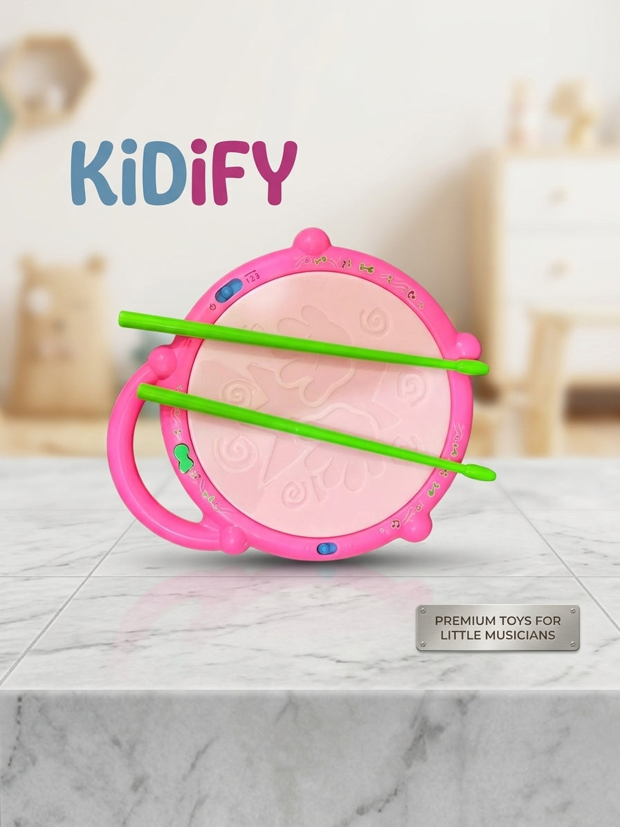 Multicoloured Flash Drum Toy for Toddlers – Electric Musical Drum Set with Flashing Lights & Sound Modes