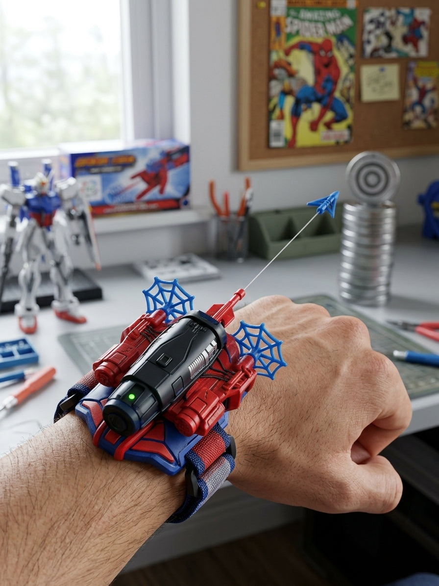 Spider Hero Wrist Transmitter Web Shooter Toy Set – Interactive Suction Dart Gauntlet Glove for Kids
