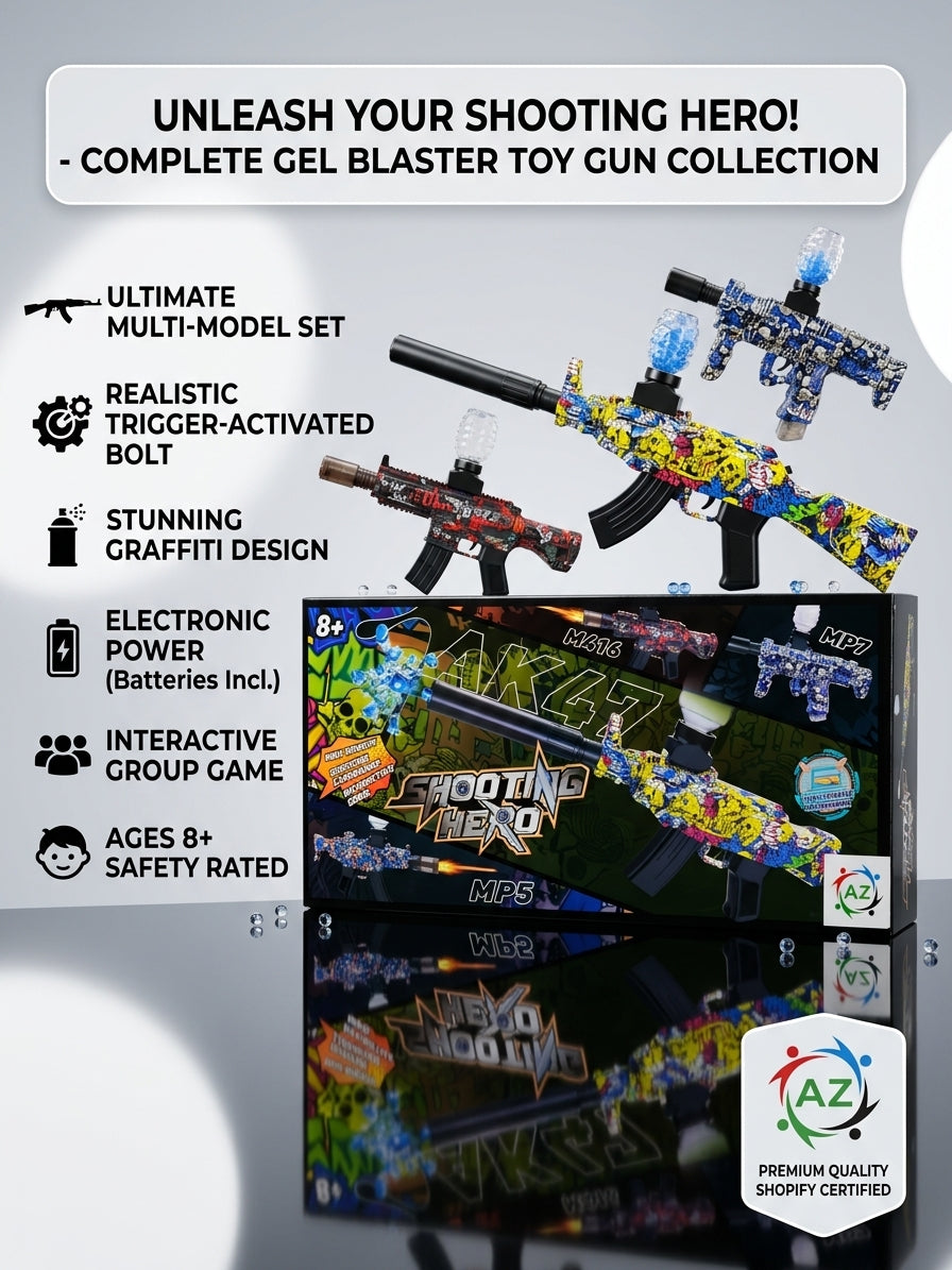 Electric Graffiti Gel Blaster Gun – Shooting Hero Automatic Water Bead Blaster with Trigger-Activated Bolt Action