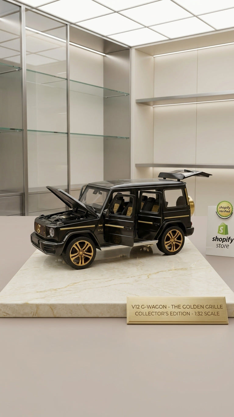 1:32 Scale Die-Cast Mercedes-Benz G-Wagon SUV Model Car – Metal Toy Vehicle with Gold Accents, Openable Doors & Sound Effects