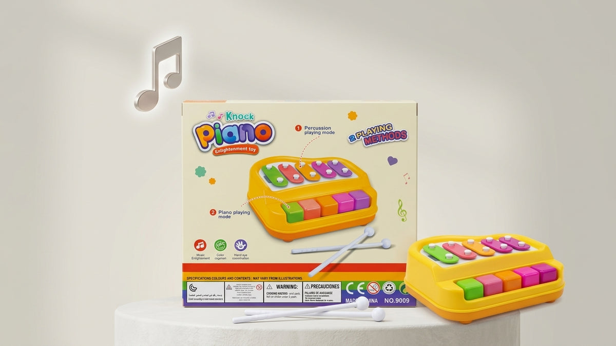 2-in-1 Baby Knock Piano & Xylophone Toy – Preschool Musical Educational Instrument with Mallets