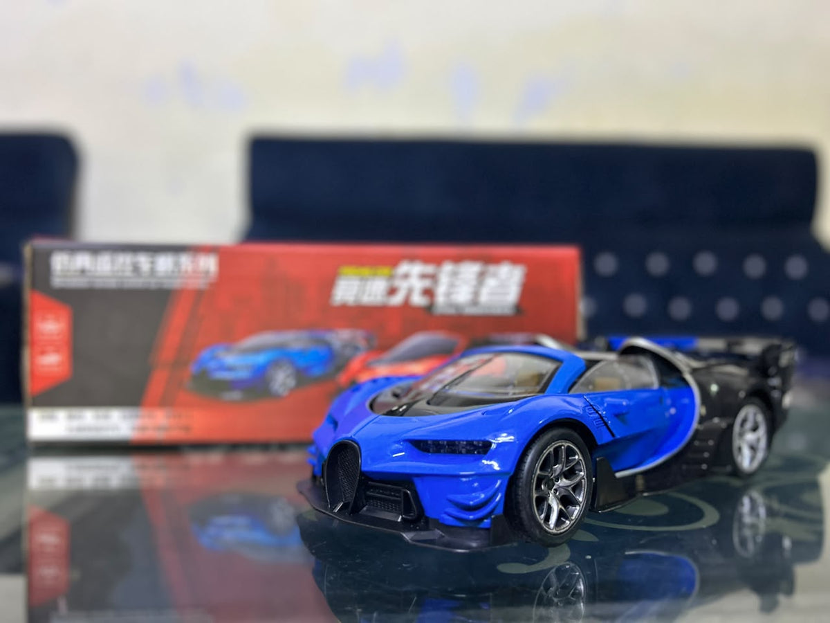 1:32 Scale Bugatti Vision Gran Turismo Diecast Sports Car – Pull-Back Toy Car with Opening Doors, Lights & Sound
