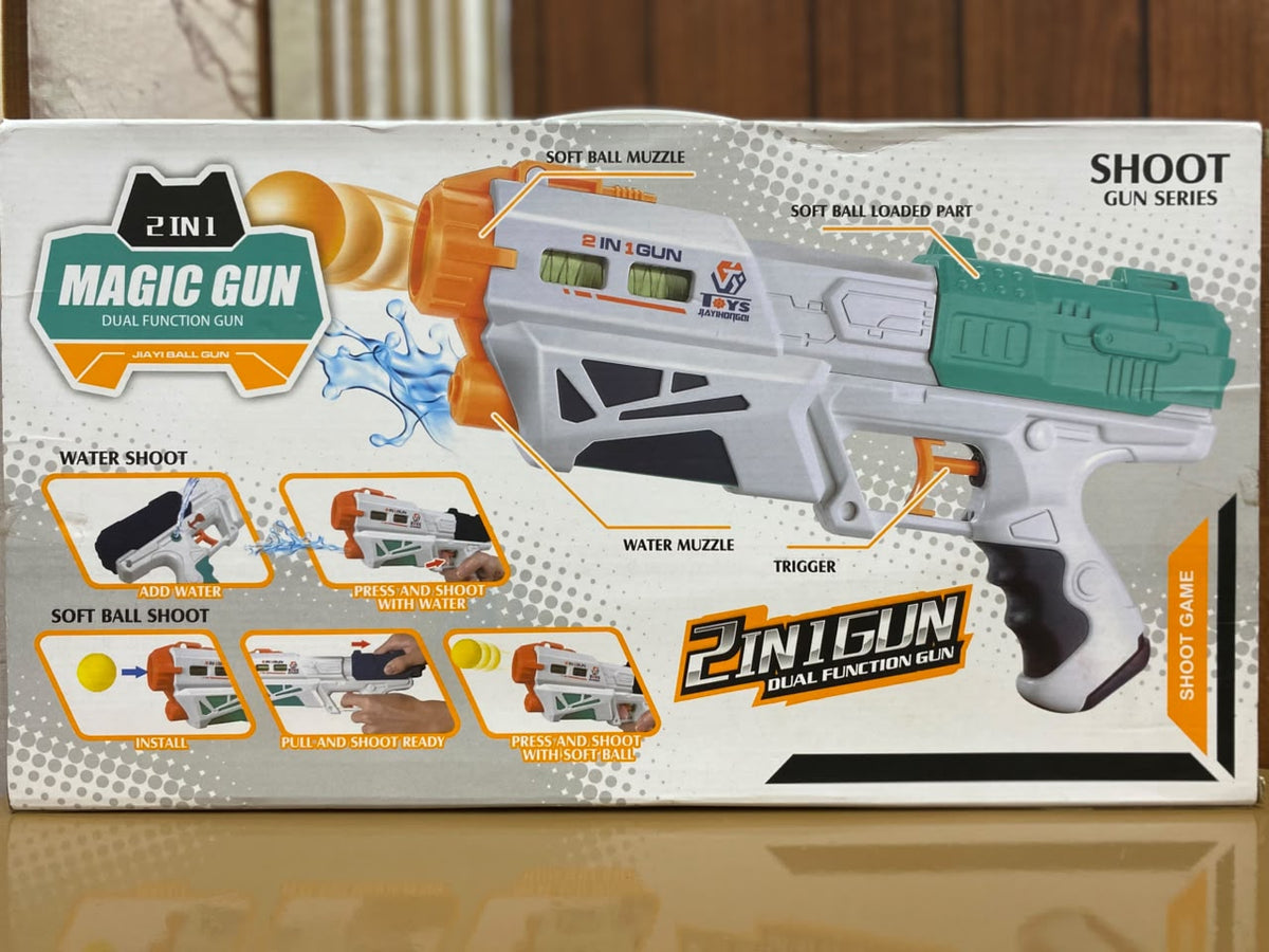 2-in-1 Magic Water & Soft Ball Shooting Toy Gun