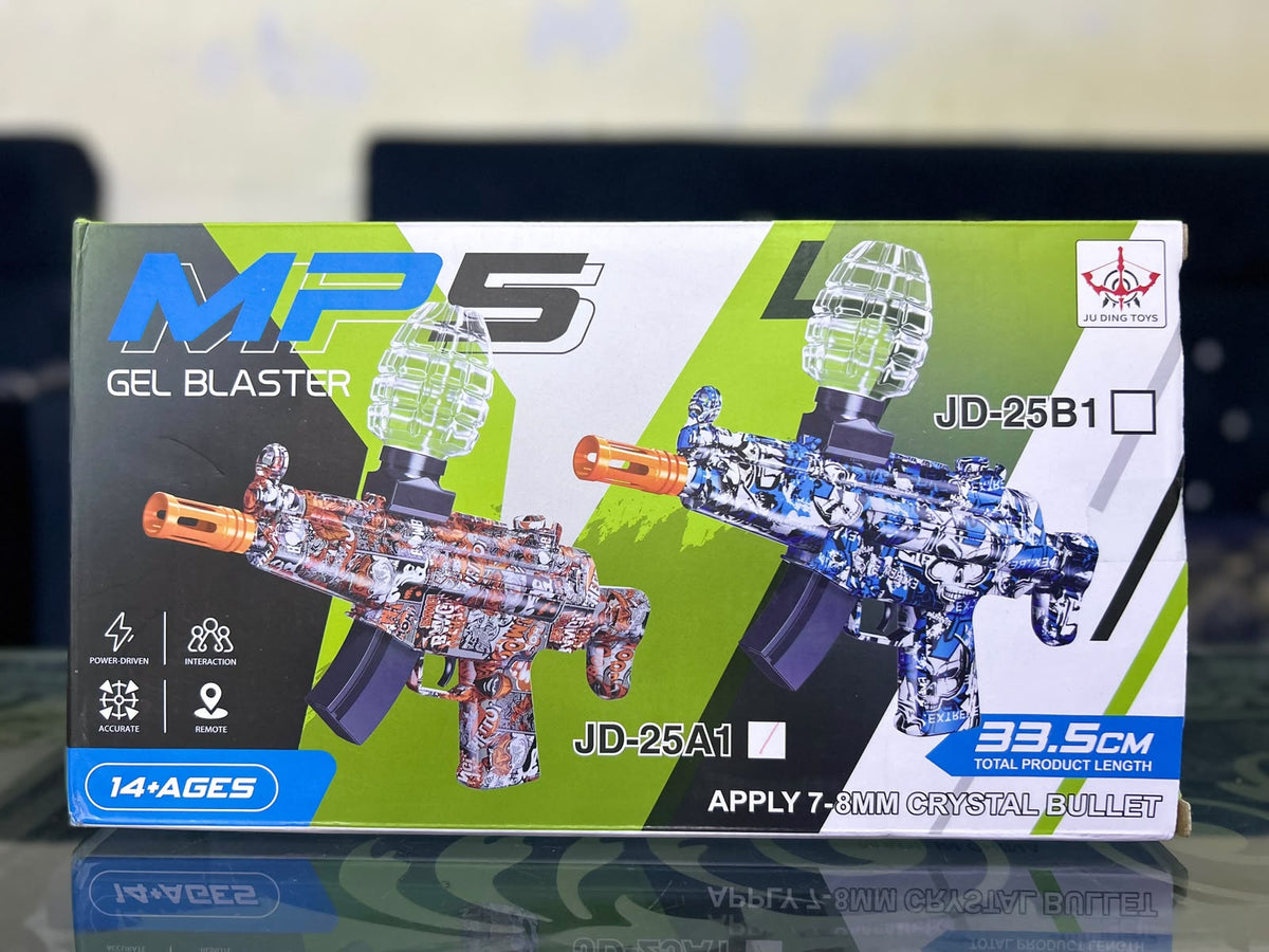 Electric MP5 Gel Blaster Toy Gun – Automatic 7-8mm Crystal Bullet Blaster with Pineapple Grenade Hopper (Model JD-25A1 / JD-25B1)