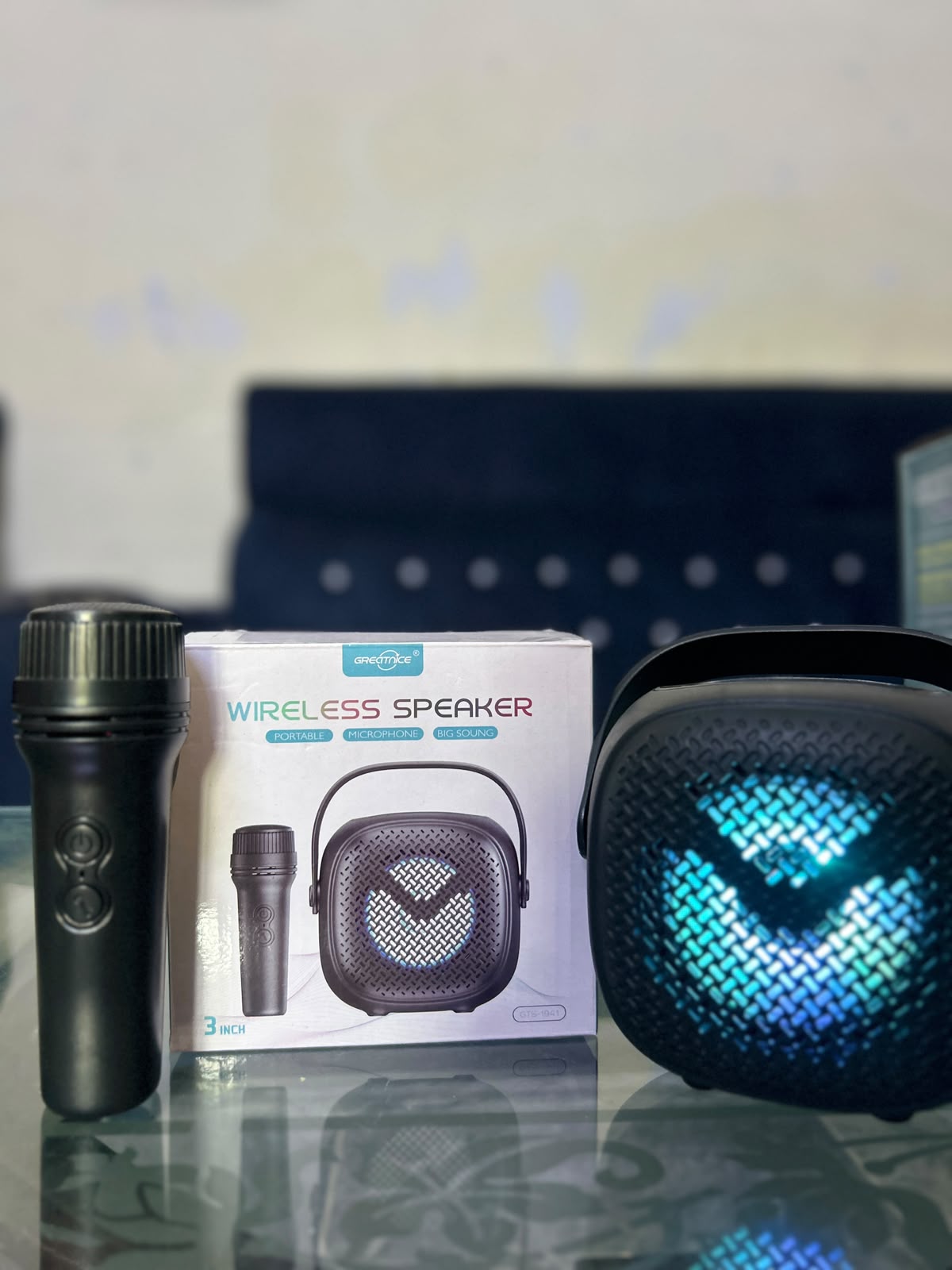 Greatnice Portable Mini Wireless Bluetooth Karaoke Speaker Set with Wireless Microphone – Compact 3-Inch Sound System